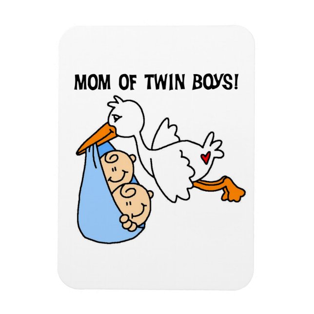 Íman Twin Boys Mamãe Stork Gifts (Vertical)
