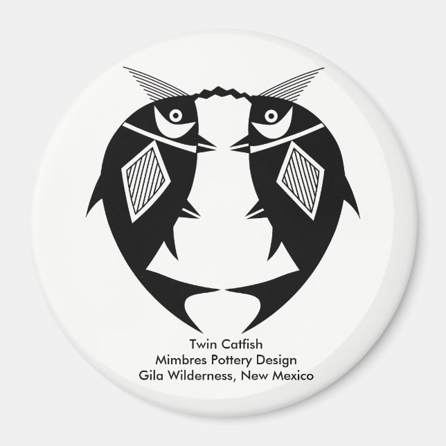 Íman Twin Catfish, Design de Mimbres Pottery (Frente)