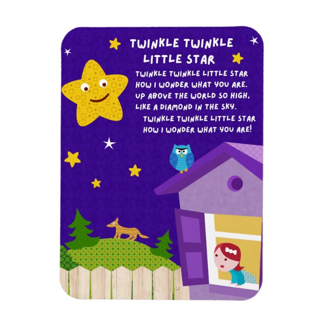 Íman Twinkle Twinkle Little Star Nursery Rhyme Magnet (Vertical)