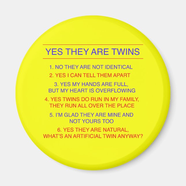 Íman Twins Perguntas Amarelo Fraternal (Frente)