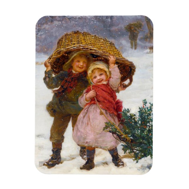 Íman Two children in the snow by Frederick Morgan (Vertical)