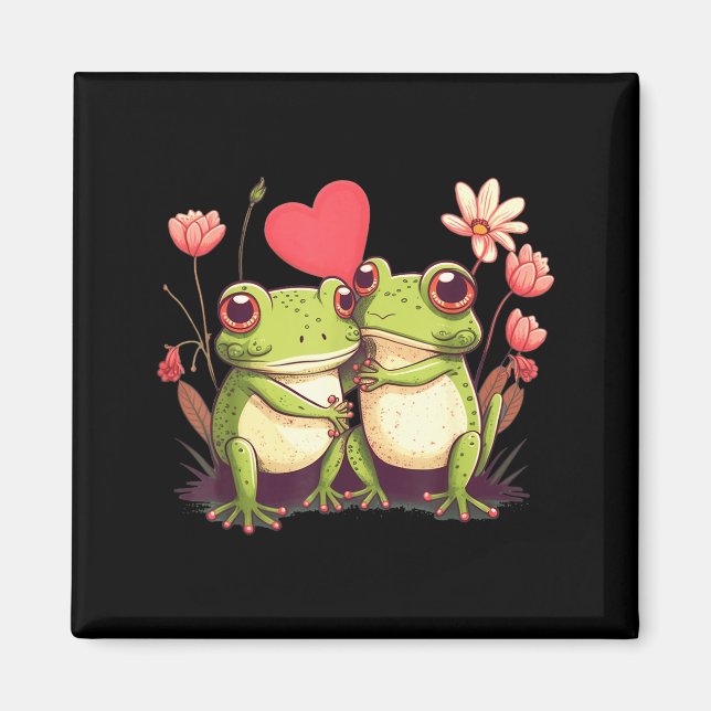 Íman Two Frogs Valentines Day Love On Couple Frog  (Frente)