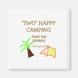 Íman Two happy camping 2nd birthday tree camp kids