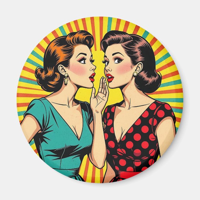 Íman Two Woman Gossiping Telling Secrets Pop Art (Frente)