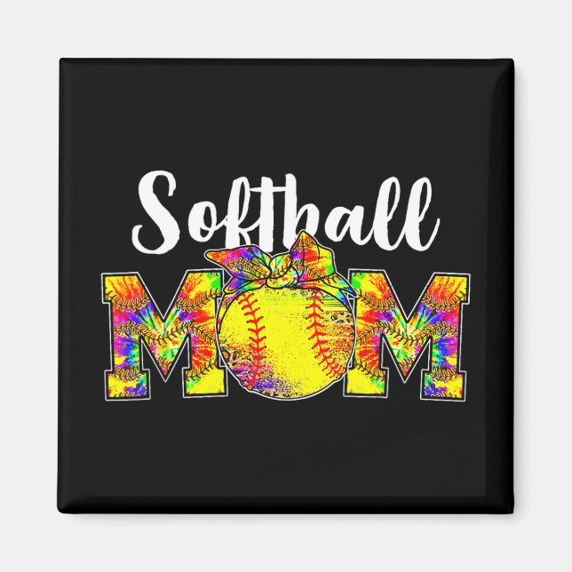 Íman Tye Softball Mãe Tee Softball Game Day Vibes Mothe (Frente)