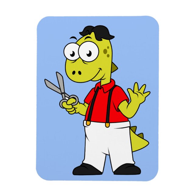 Íman Tyrannosaurus Rex Barber Com Tesoura. (Vertical)