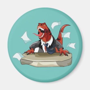 Íman Tyrannosaurus Rex Boss Sentado Em Uma Mesa.