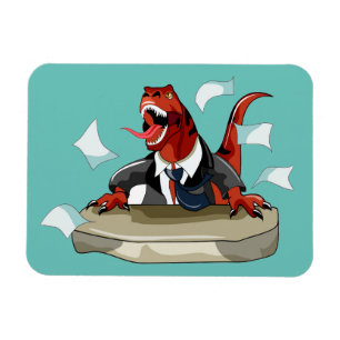 Íman Tyrannosaurus Rex Boss Sentado Em Uma Mesa.