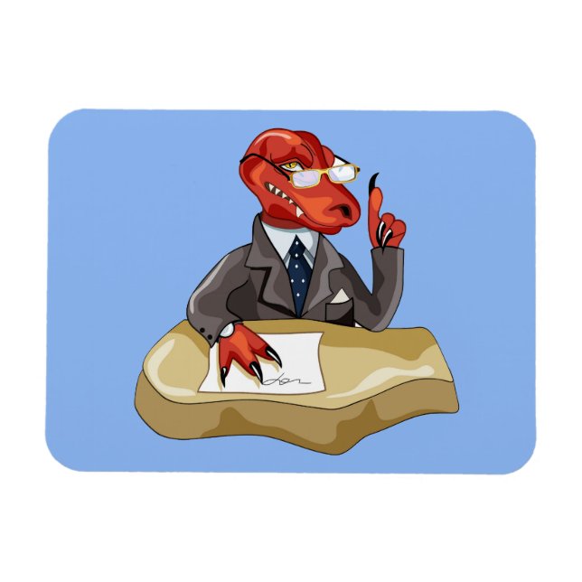 Íman Tyrannosaurus Rex Boss Sentado Em Uma Mesa. 2 (Horizontal)