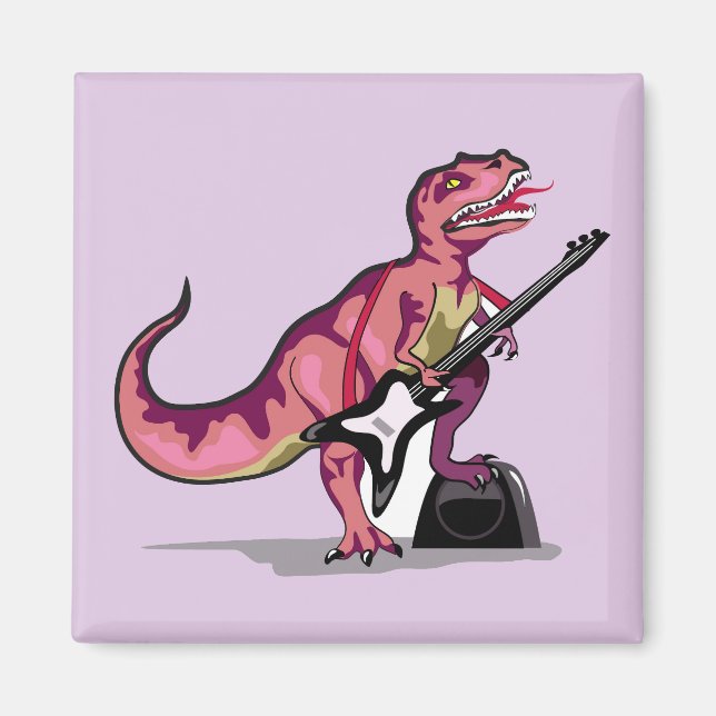Íman Tyrannosaurus Rex Tocando Violão. (Frente)