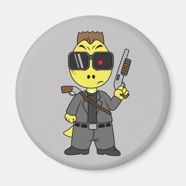 Íman Tyrannosaurus Rex Vestido Como Terminador. (Frente)