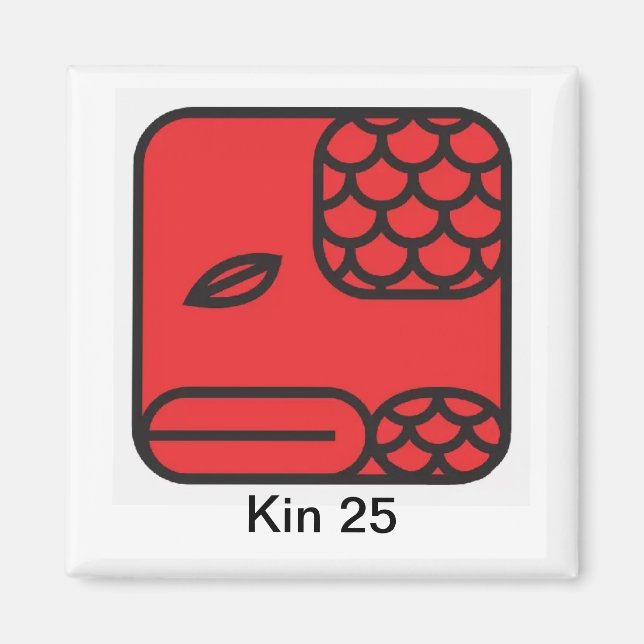 Íman Tzolkin Serpente Vermelha Kin 25 (Frente)