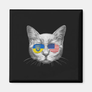 Íman Ucrânia Bandeira EUA Raízes Gato Ucraniano America