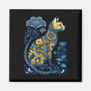 Íman Ucrânia Cat Floral Vintage Bandeira Ucraniana E Vy