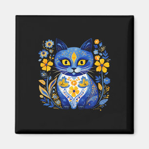 Íman Ucrânia Cat Floral Vintage Bandeira Ucraniana Vysh