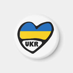 Íman Ucrânia Country Code Flag Heart, UKR