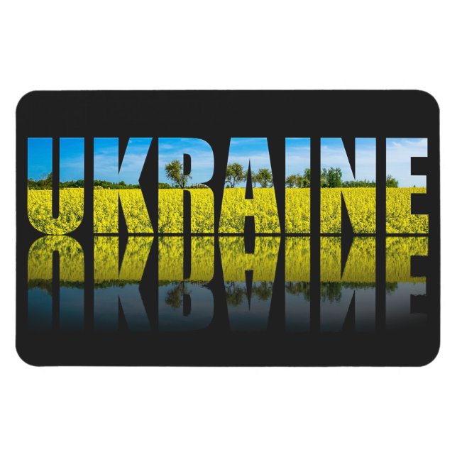 Íman Ucrânia: rótulo com céu azul e campo amarelo (Horizontal)