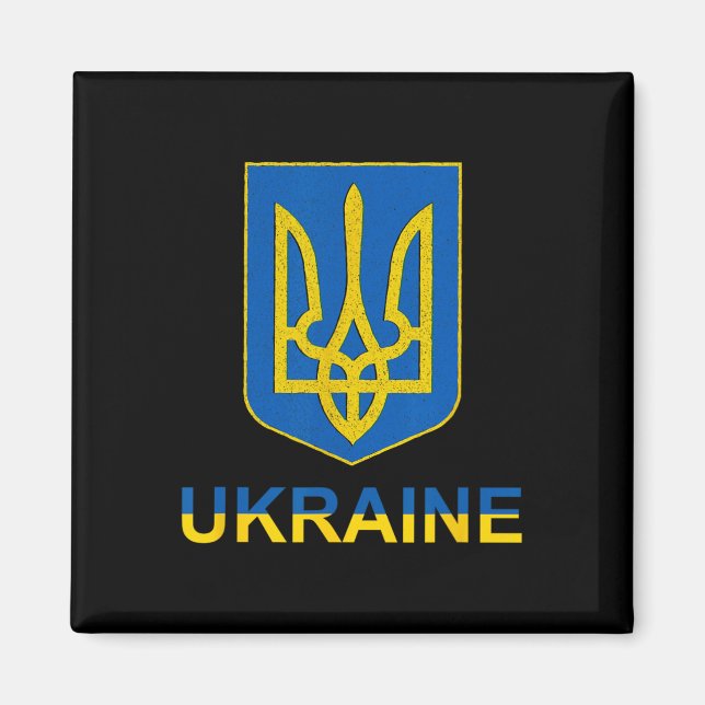 Íman Ucrânia Tryzub Emblema Escudo Design Cor Nacional (Frente)