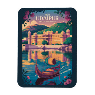 Íman Udaipur India Palace Ilustração Viagem Art