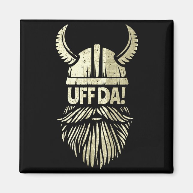 Íman Uff Da Norwegian Quote Scandinavian Viking Helmet  (Frente)
