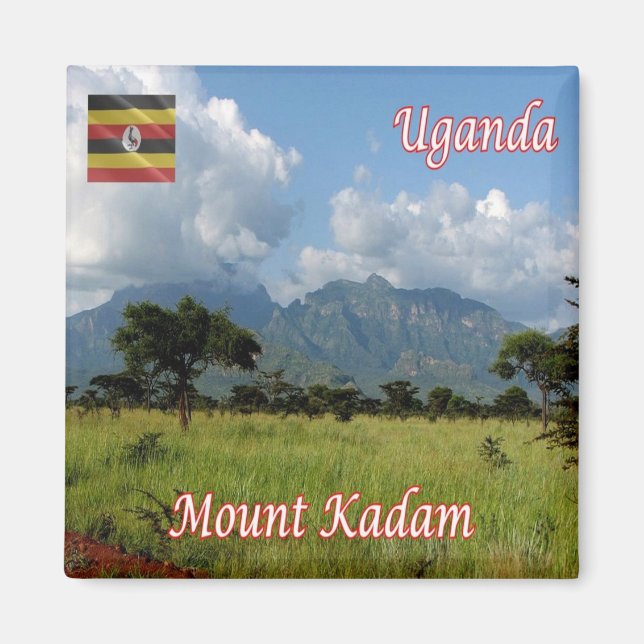 Íman UGANDA zUG009, Monte Kadam, África, geladeira (Frente)