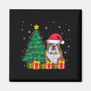 Íman Ugl American Bulldog Santa Hat, Luzes de Natal D