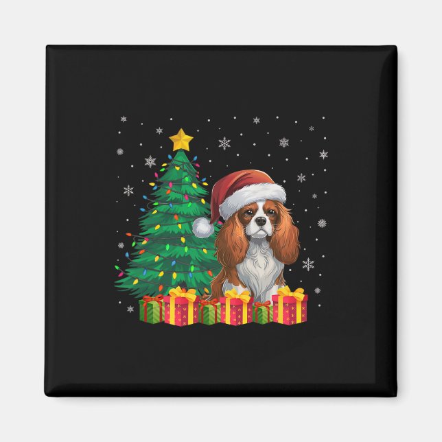 Íman Ugly Cavalier King Charles Spaniel Santa Hat Xmas (Frente)