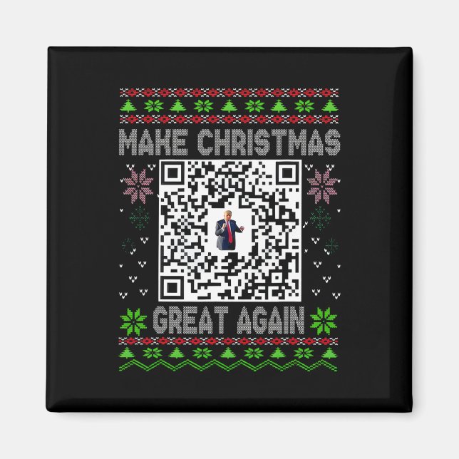 Íman Ugly Christmas Funny Qr President Trump Dance Code (Frente)