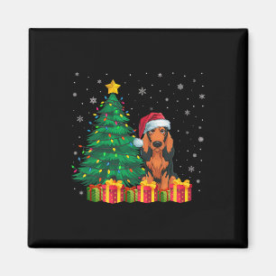 Íman Ugly Coonhound Santa Hat Noite Luzes de Natal Amor