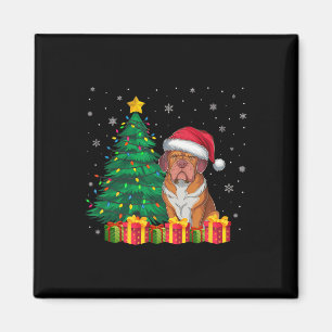 Íman Ugly Dogue De Bordeaux Santa Hat À Luz De Natal
