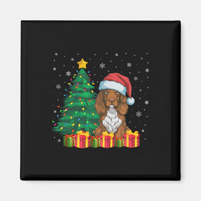 Íman Ugly Field Spaniel Santa Hat Cachorro (Frente)