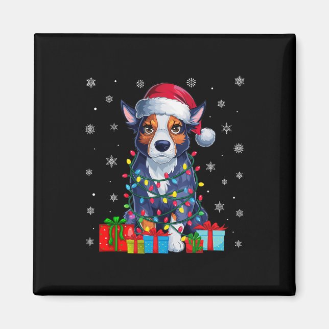 Íman Ugly Xmas Lights Santa Hat - Gado Australiano C (Frente)