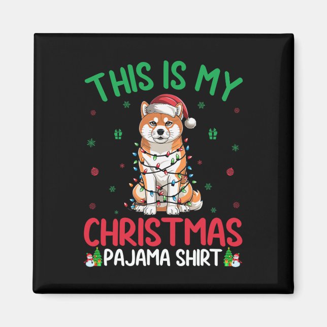 Íman Ugly Xmas Tree Papais noeis Akita Inu Dog Christma (Frente)