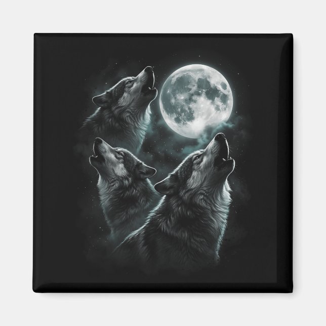 Íman Uivando para a Lua Manada de Lobos Vida Selvagem E (Frente)