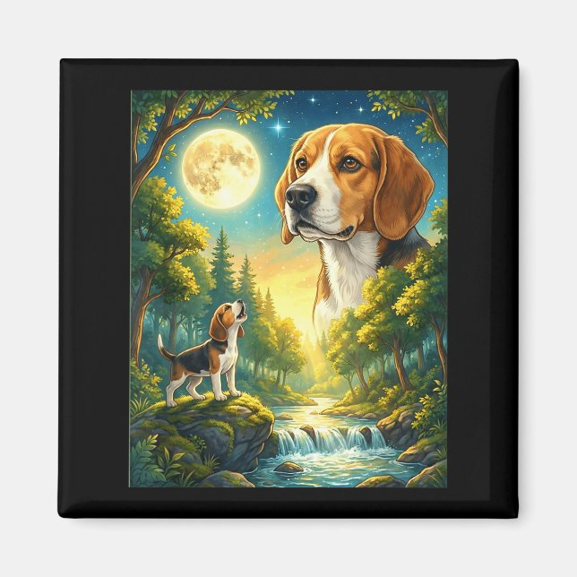 Íman Uivando para o meme da lua animal cachorro beagle (Frente)