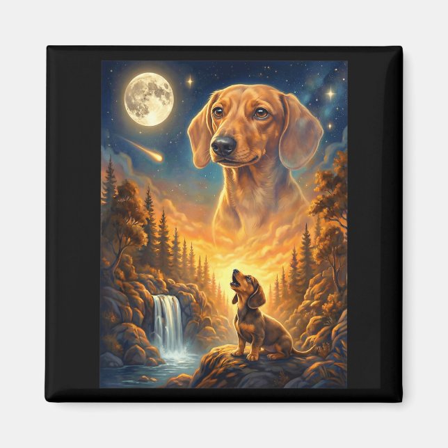 Íman Uivando para o meme da lua animal cachorro dachshu (Frente)