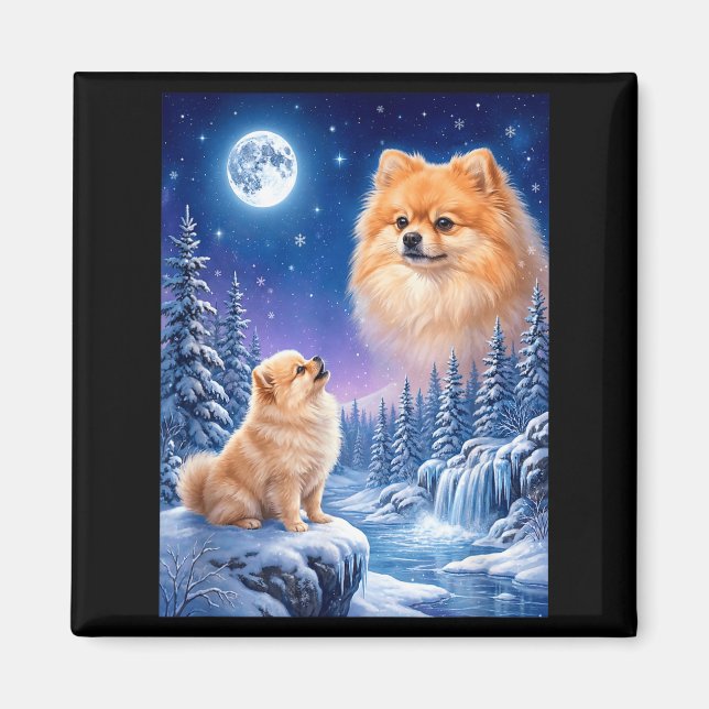 Íman Uivando para o meme da lua animal cachorro pomerân (Frente)