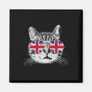 Íman Uk Union Jack British Flag England Cat Sungles Gif