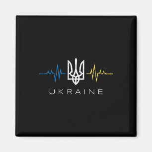 Íman Ukrainian Tryzub Flag Heartbeat - Tridente da Ucrâ