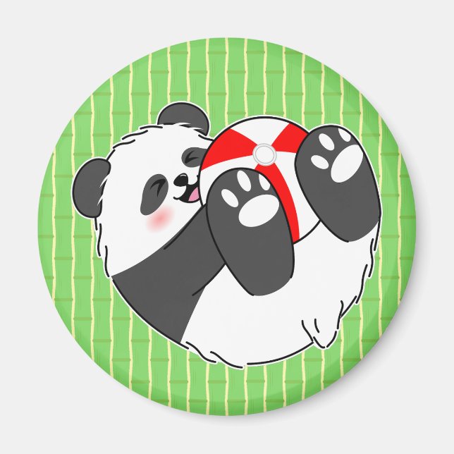 Íman Um Bebê Panda Fofo Brincando com uma Bola (Frente)
