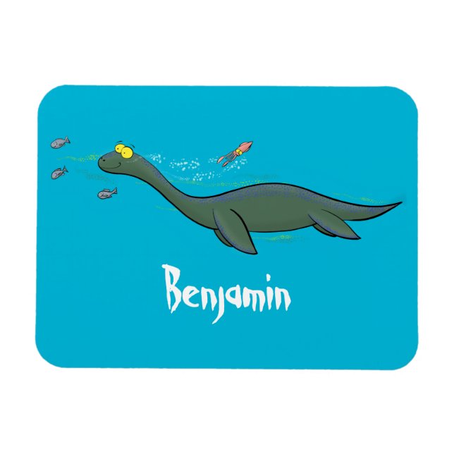 Íman Um belo e feliz cartoon de monstro do mar, plesios (Horizontal)