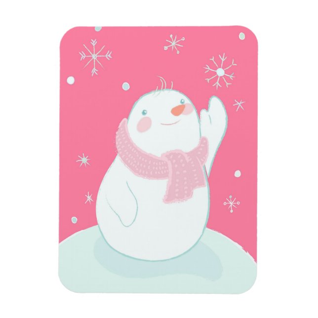 Íman Um boneco de neve buscando um floco de neve em que (Vertical)