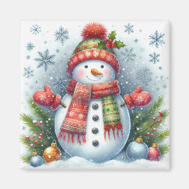 Íman Um boneco de neve de Natal num Frio e Neve