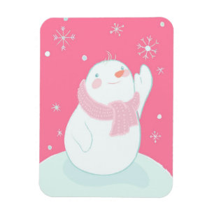 Íman Um boneco de neve que alcança para um floco de