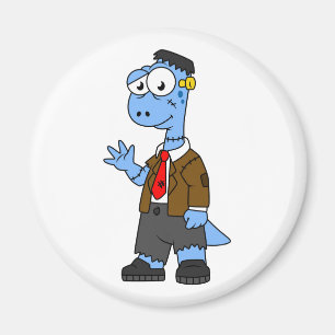 Íman Um Brontosauro De Cartoon Vestiu Como Frankenstein