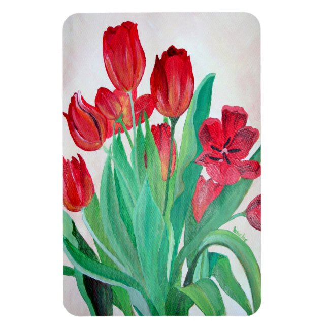 Íman Um Buquê de Tulipas Vermelhas (Vertical)