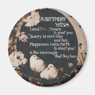Íman Um Cartão-postal de Aniversário para Doves Vintage