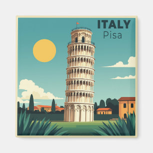 Íman Um Cartaz de Viagem Clássico Nostálgico – Pisa Itá