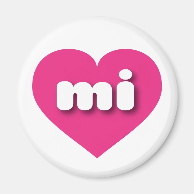 Íman Um coração rosa quente de Michigan - Eu amo mi (Frente)
