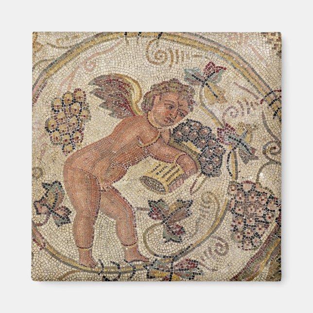 Íman Um cupido colhendo uvas, fragmento de pavimento (Frente)